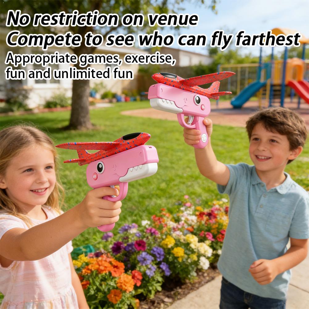 Kids Childrens 10m Catapult Airplane Toy Elastic Launch ABS Plastic Aerodynamic Design Bright Colors for Outdoor Parent Child Play Park