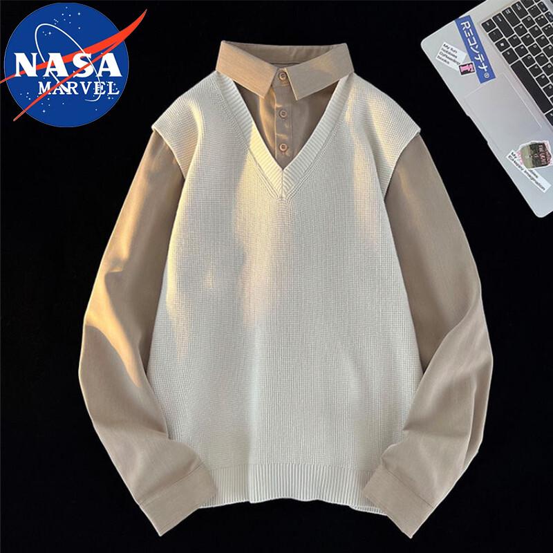 NASA MARVEL Men's Faux Two-Piece Knit Sweater