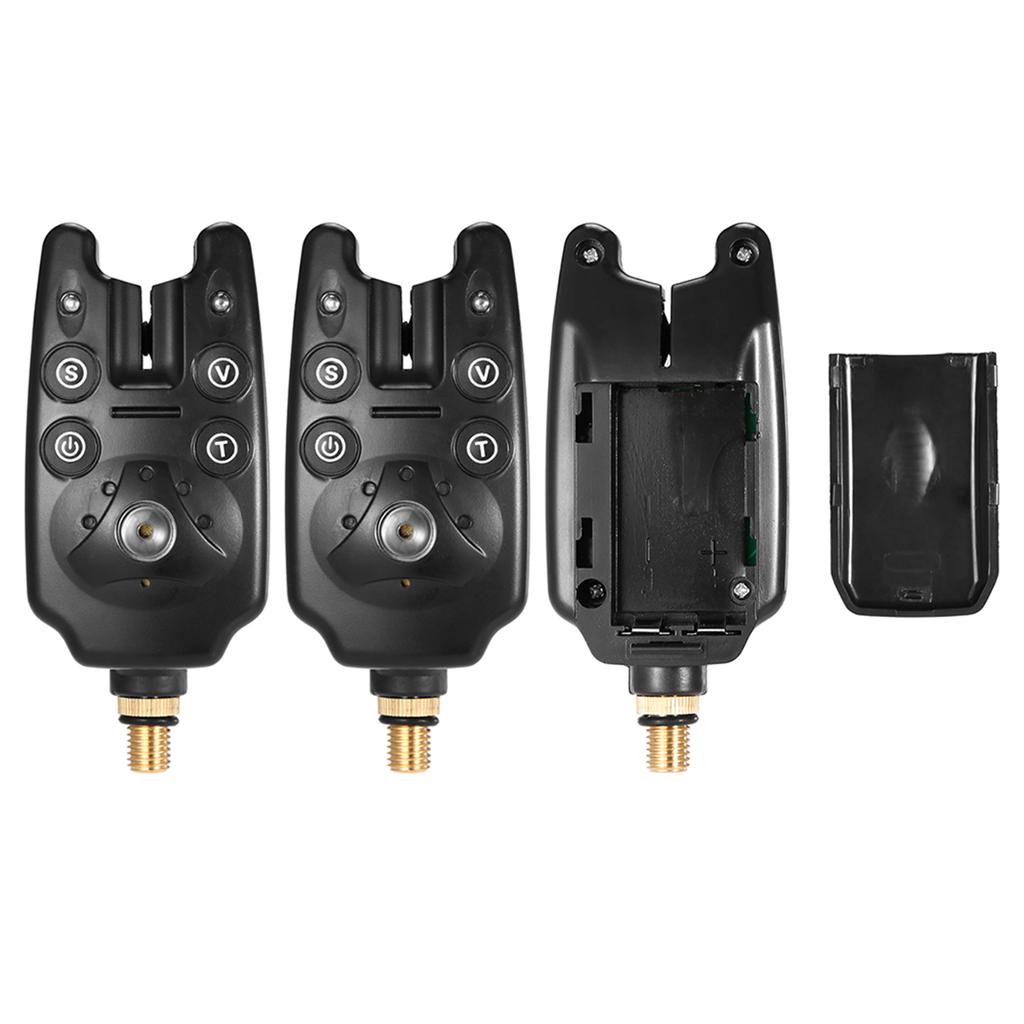 3 ks Modré LED hlásiče záběru pro rybářský prut Voděodolné Nastavitelný tón Hlasitost Citlivost Zvukové upozornění