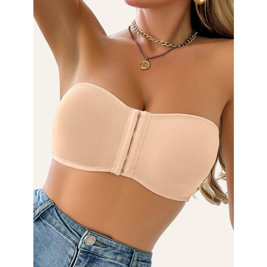 Seamless Strapless Sheath Bra with Removable Pads - Breathable, High Stretch Nylon Blend Women's |Great for Casual Wear and Yoga, Clashing Colors