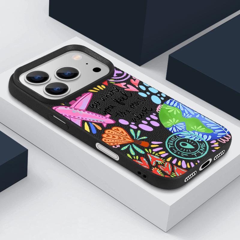 For iPhone 17 Pro Max Case Luxury Cartoon Fire Balloon Pattern Leather Texture Silicone Cover For iPhone 16 Pro Max 15 14 13 12 11 16E Air