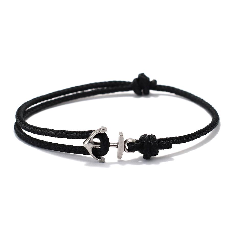 

Новий браслет-якір з нержавіючої сталі, чоловіки, жінки, ручний плетений піратський морський регульований браслет для пар, студентські прикраси, подарунок чорний