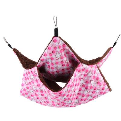 Pink Rabbit Double Layer Interlayer Warm Hammock Hanging Bed House Sleeping Bag for Squirrel Small Pets