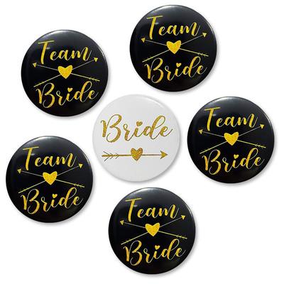 Team Bride Black & White Tinplate Wedding Badge Photo Props