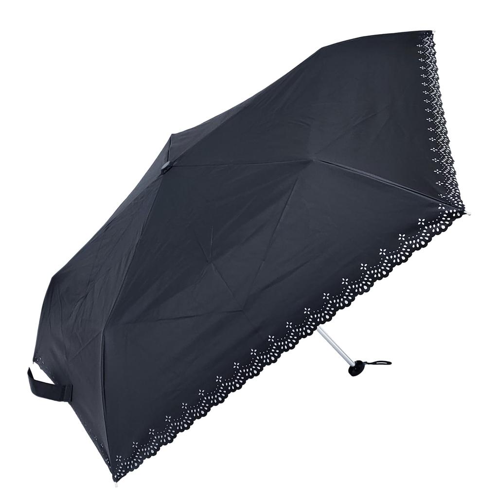 Rose Sangyo 50cm Mini Folding Umbrella with Heat 63500301 Lightweight, Color-Coated, Cut, Black,