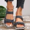 Women's Wedge Sport Sandals, Lightweight Hook-and-Loop Summer Slides, Plus Size Casual Footwear