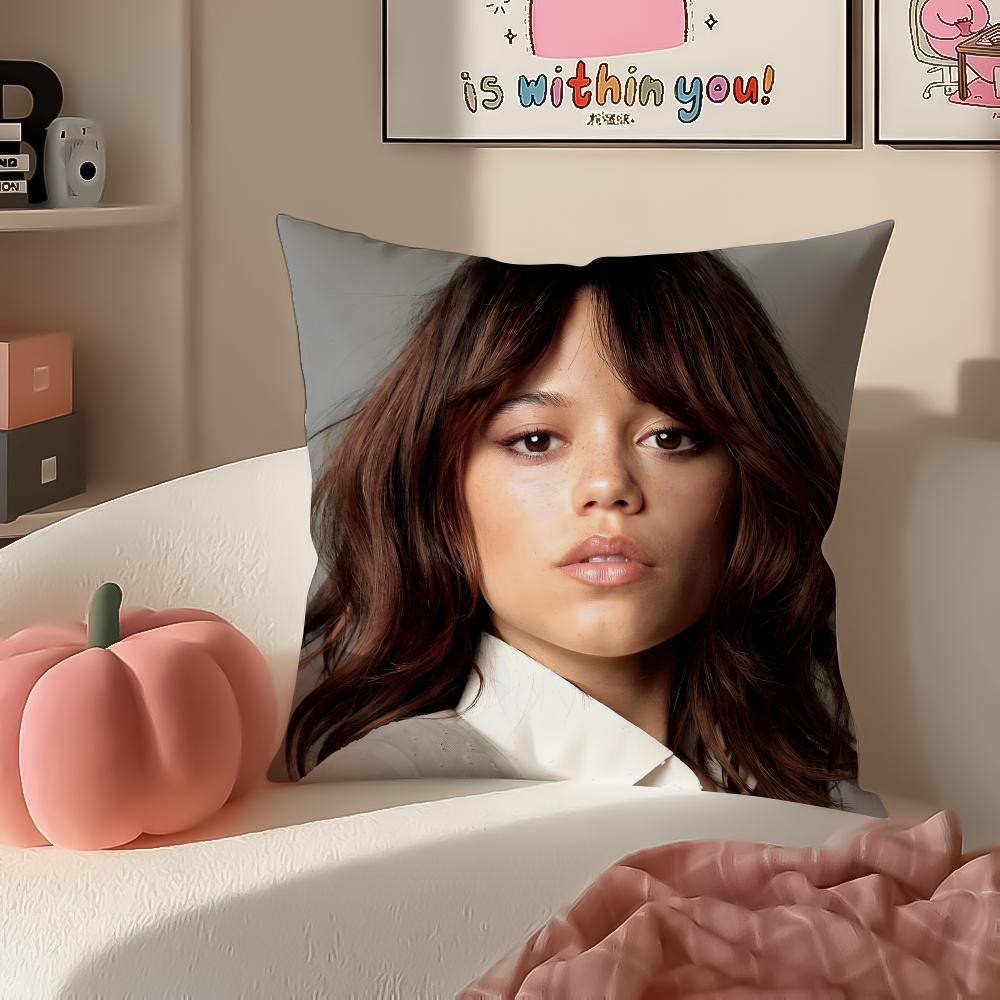 

Talented American Beautiful Actress JJenna Ortega Cushion Cover Pillowcase Short Plush Invisible zipper Room Sofa Cushion Cover 30X30cm