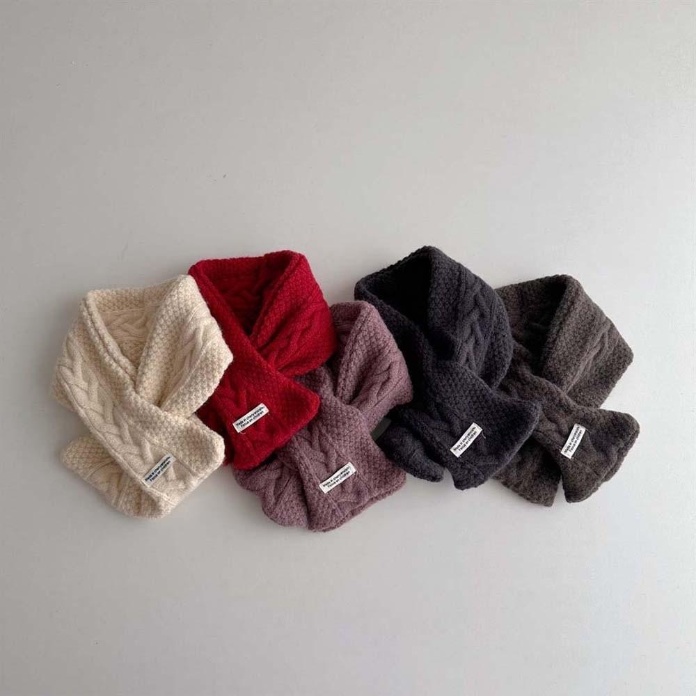 Trendy Children Knitted Scarf Elastic Winter Cross Muffler  for 2-8 Years Old