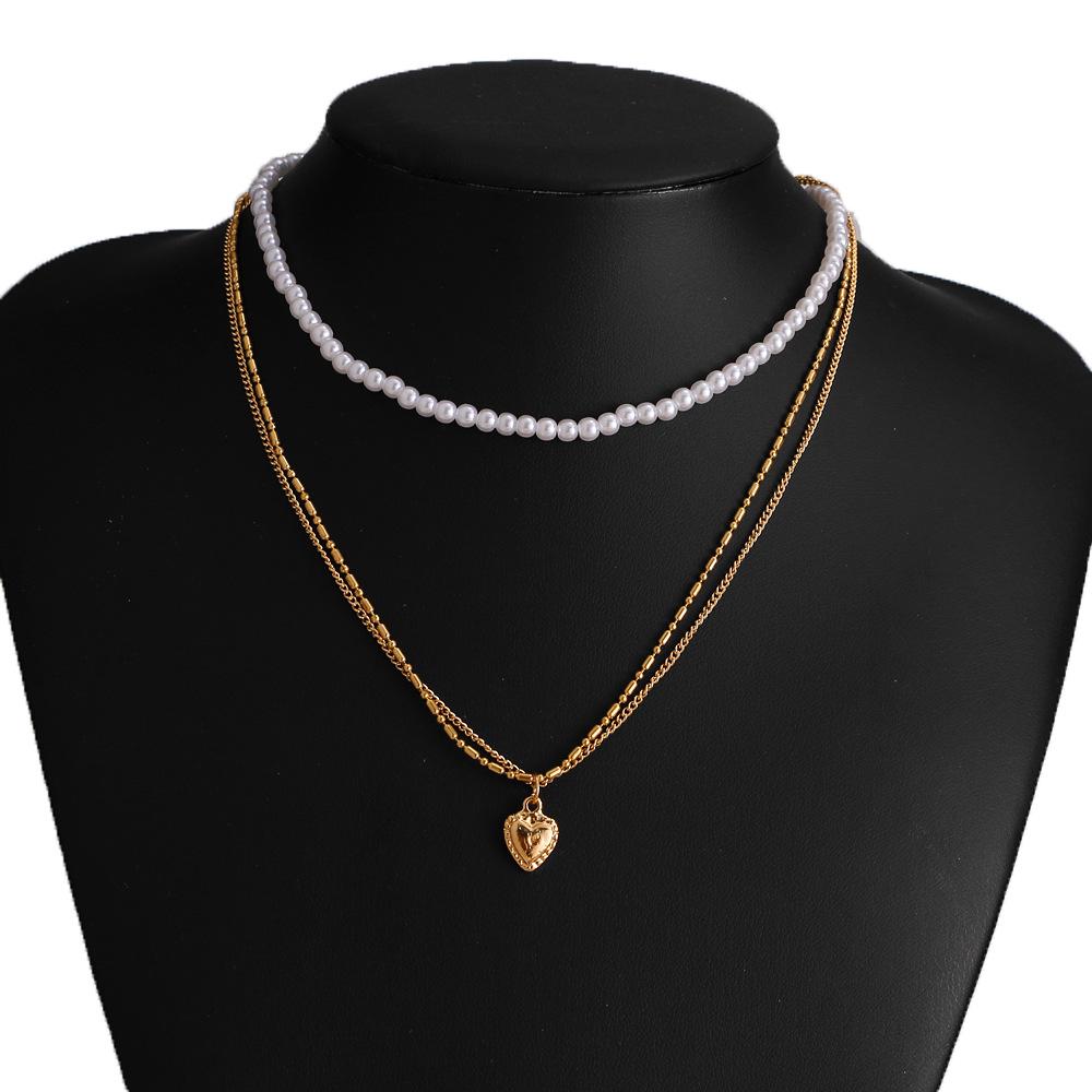 Collana Trendy con Ciondolo a Cuore per Donna - Catena Minimalista per la Clavicola con Chiusura OT per uno Stile alla Moda