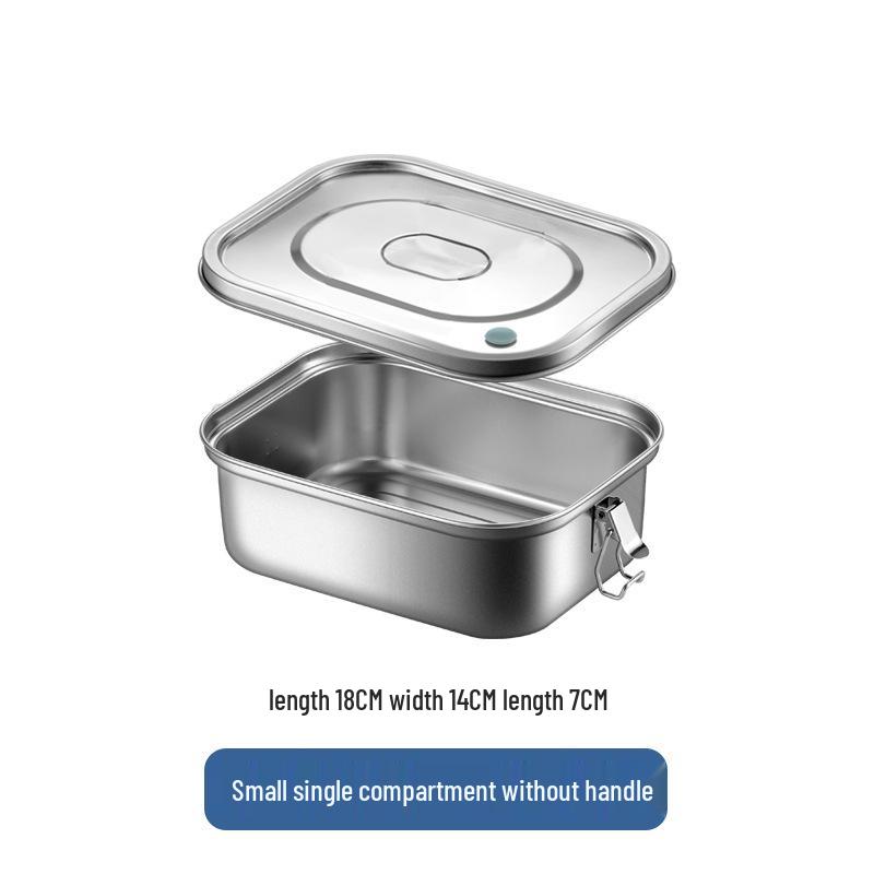 304 Stainless Steel Bento Lunch Box with Lid & Handle - Portable, Sealed Meal Container for Students & Office Workers