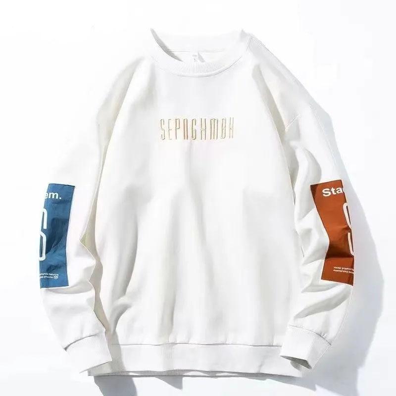 

Чоловіча футболка з довгими рукавами Trend Autumn Bottoming Shirt Tide Brand Plus Velvet Thenkening Осінньо-зимовий светр з круглим вирізом XXXL