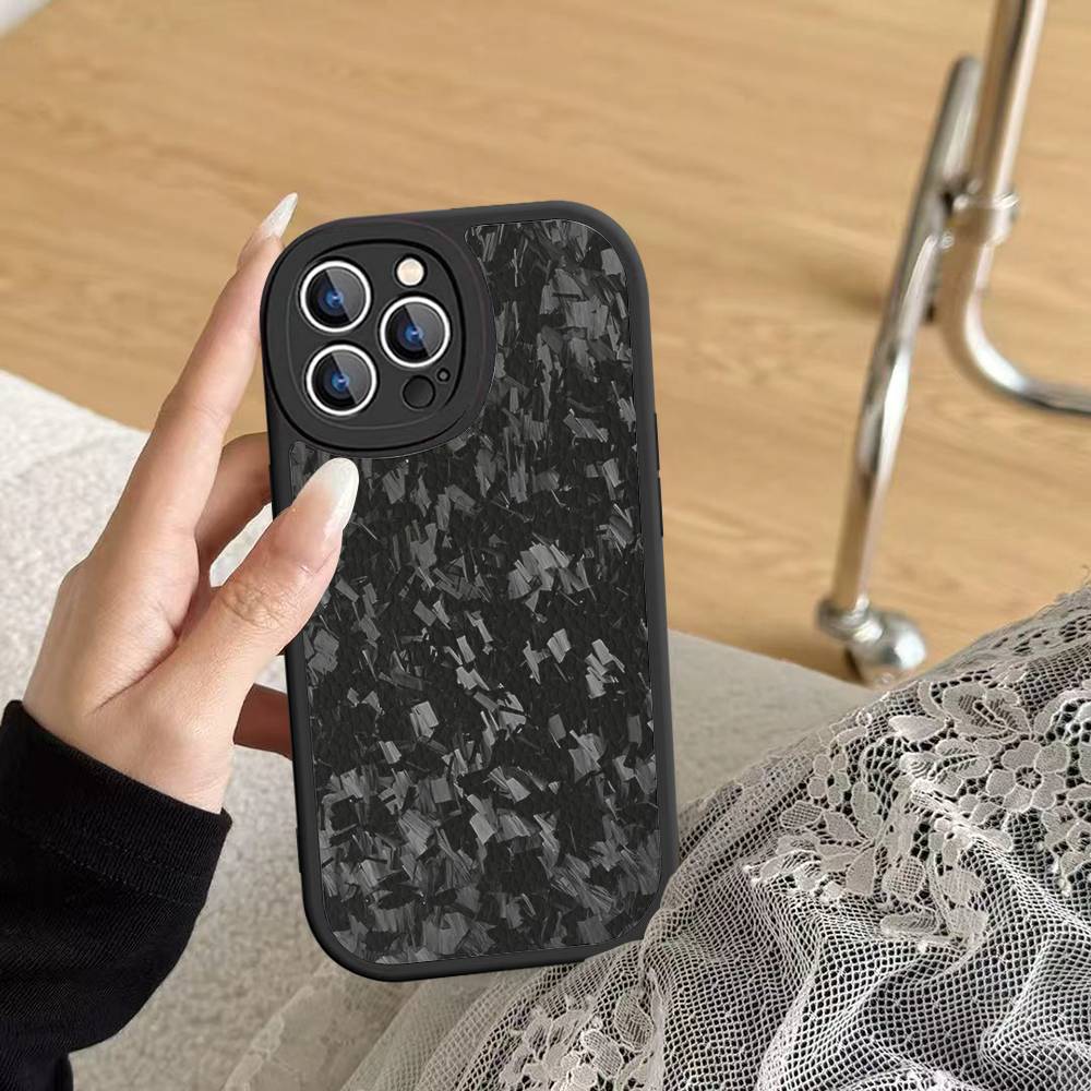 

Forged Carbon Fundas Phone Case For IPhone 16 15 14 13 12 11 Pro Max Plus 16E Soft Leather Cover iphone 11 pro