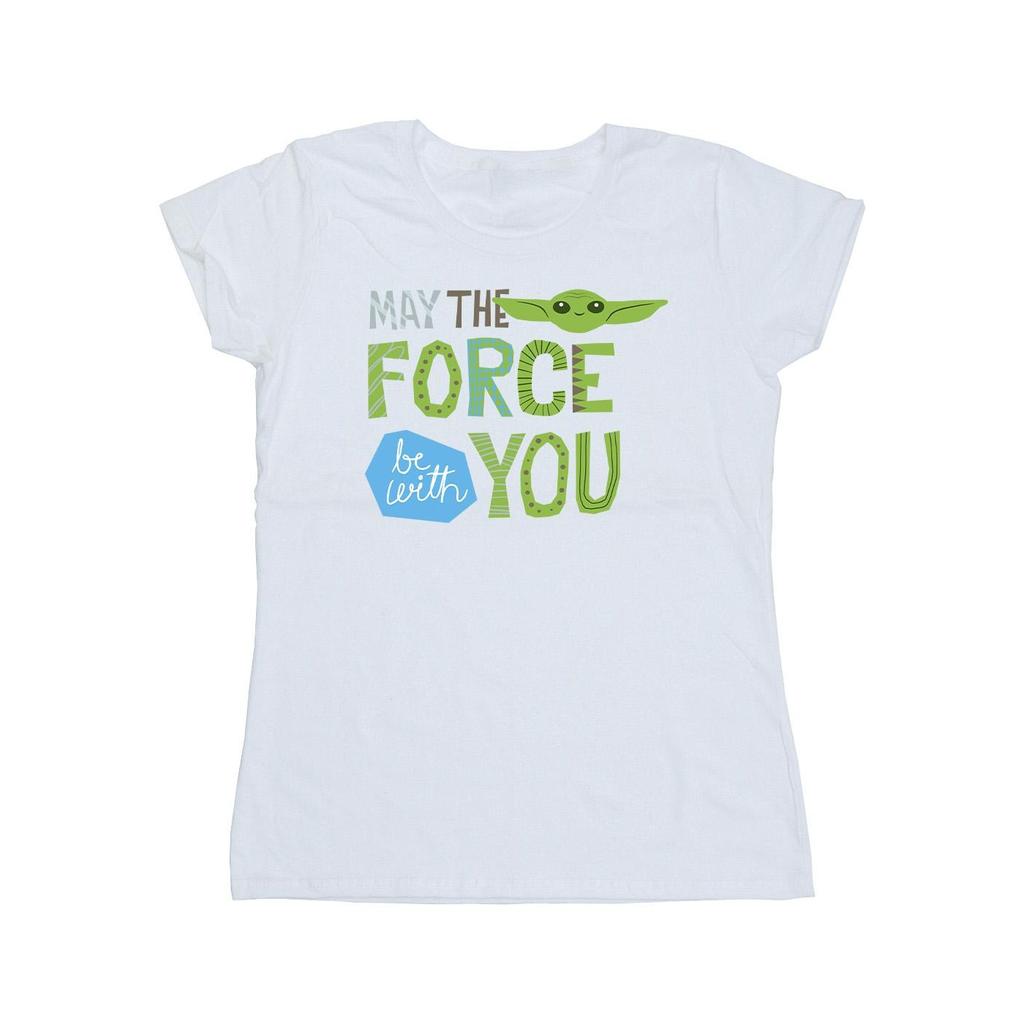 STAR WARS Womens/Ladies The Mandalorian May The Force Be With You Cotton T-Shirt