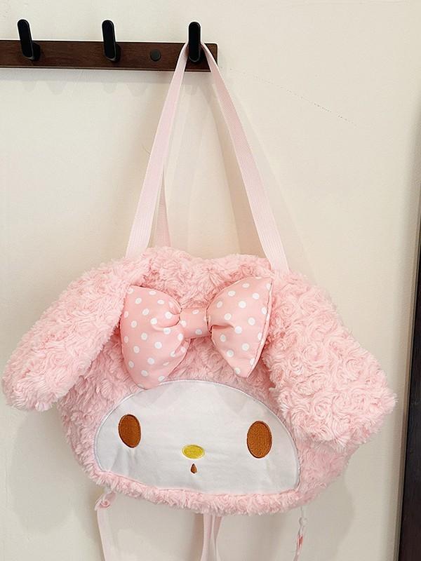 My Melody Plush Tote Bag With Zipper Closure For Daily Use And Fashion Accessory