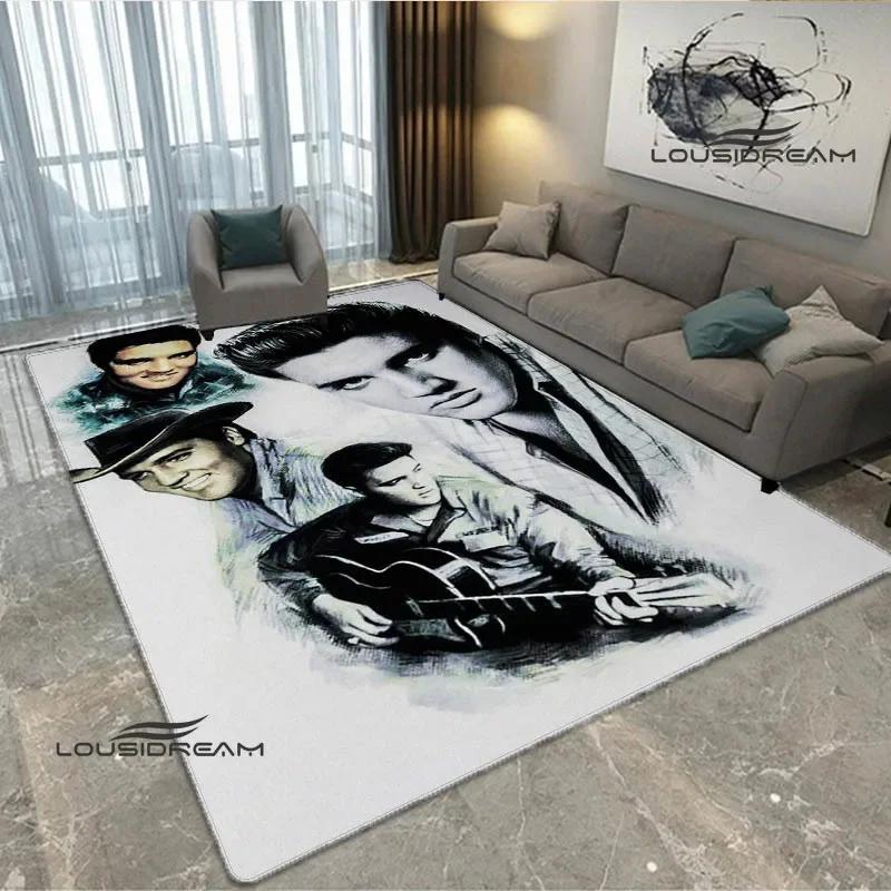 Tappeto Stampato Retro E-Elvis-Presley Tappeto per Soggiorno Camera da Letto Zerbino Antiscivolo Oggetti di Scena per Fotografia Tappeto Kawaii Regalo di Compleanno
