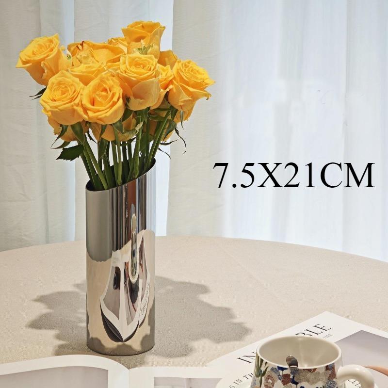 Creative Stainless Steel Vase Nordic Ikebana Flower Vase Living Room Aesthetic Room Ornaments Flower Bottle Table Decoration