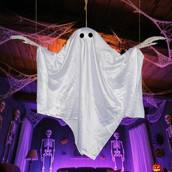 Halloween Decoration Realistic 5 FT Hanging Swing Ghost Decor with String Lights Spooky Cute Ghosts for Front Porch Yard Tree Festive Atmosphere