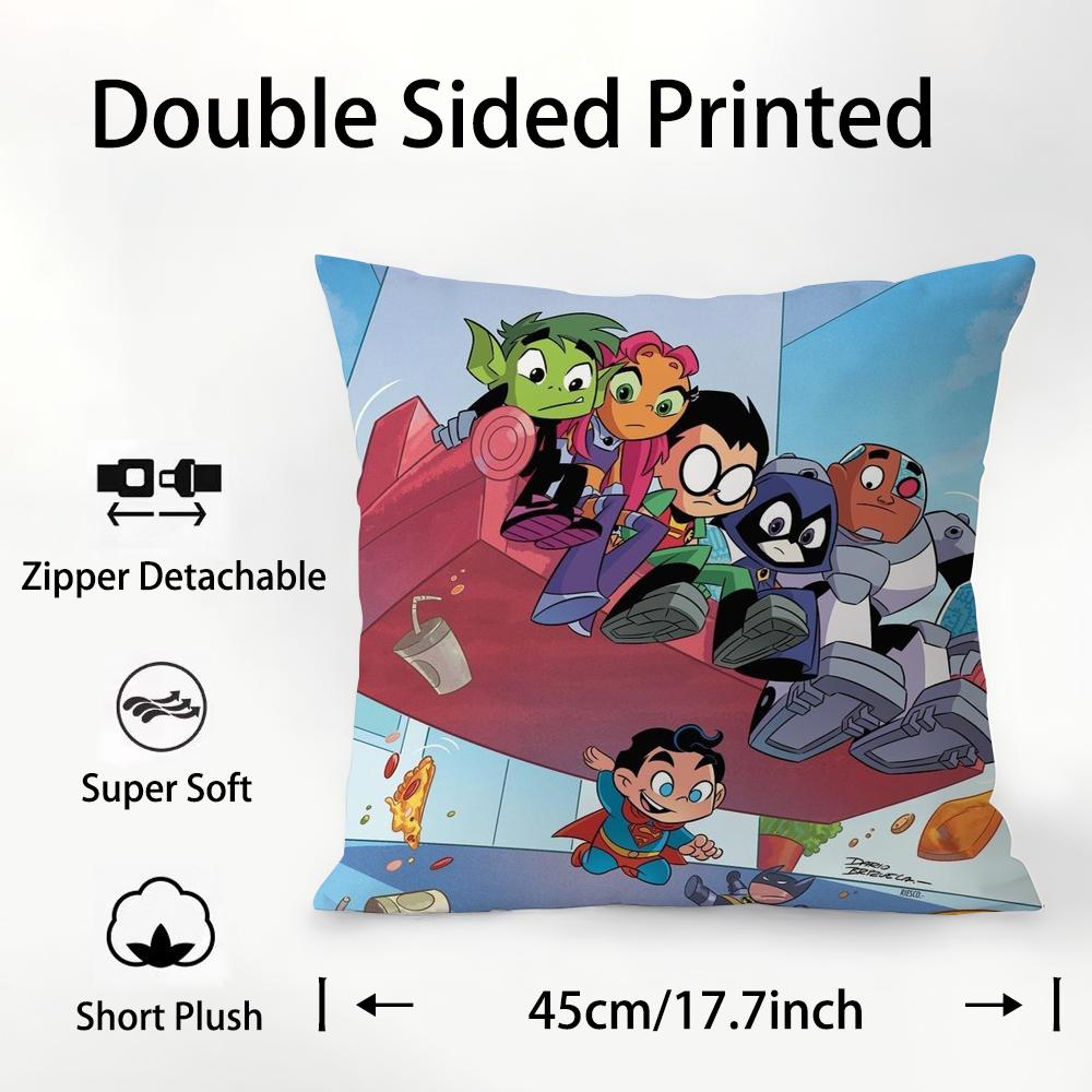 T-Teen T-Titans Go Pillow Case Plush Fabric Soft Double Sided Print Sofa Cushion Cover Throw Pillow Covers