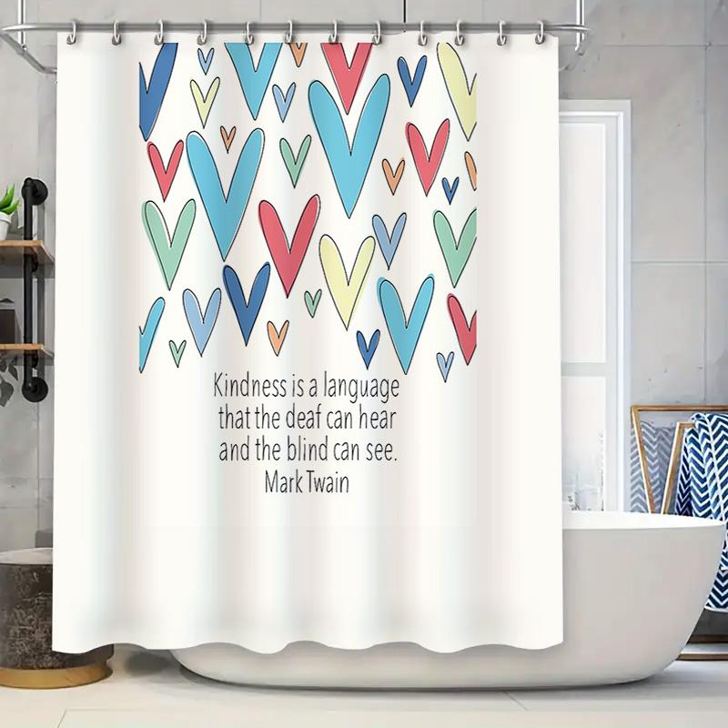 Inspirational Quote Shower Curtain Botanical Floral Home Decor Bathroom Art Positive Vibes Peaceful Nature Zen Aesthetic Gift W60H190(CM)-1 Pcs