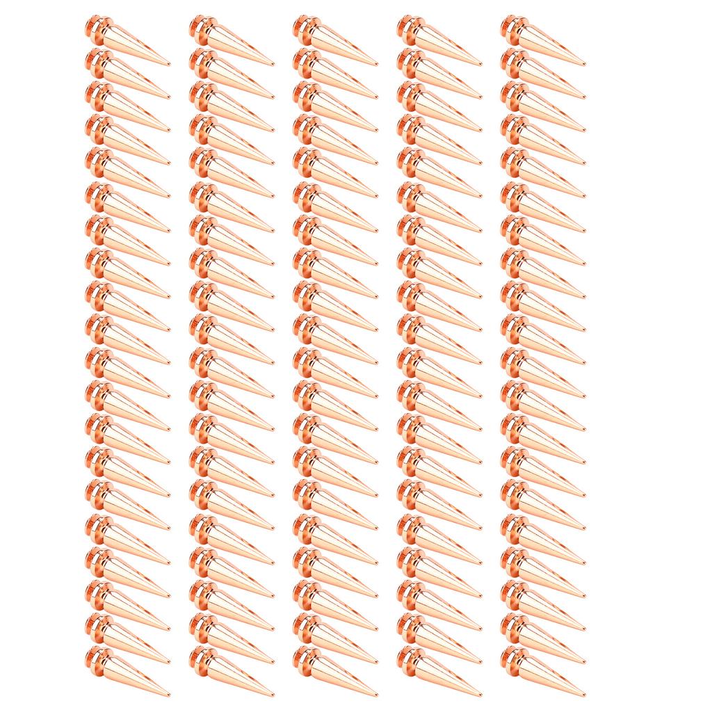 100 Sets Punk Cone Spikes Studs 10x26mm Rose Gold Punk Cone Spiked Screw Rivets DIY Punk Style