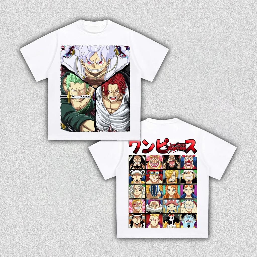 One Piece Anime T-Shirt Unisex Damen Baumwolle Kurzarm T-Shirts Sommer Luffy Zoro Sanji Grafikdruck Streetwear Lässig Yk