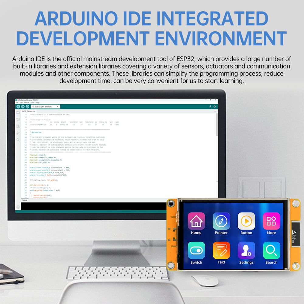 ESP32 WiFi Bluetooth Module Development Board 3.5 Inch ST7796U Drive 320*480 Resolution TFT Intelligent Resistance Touch Screen