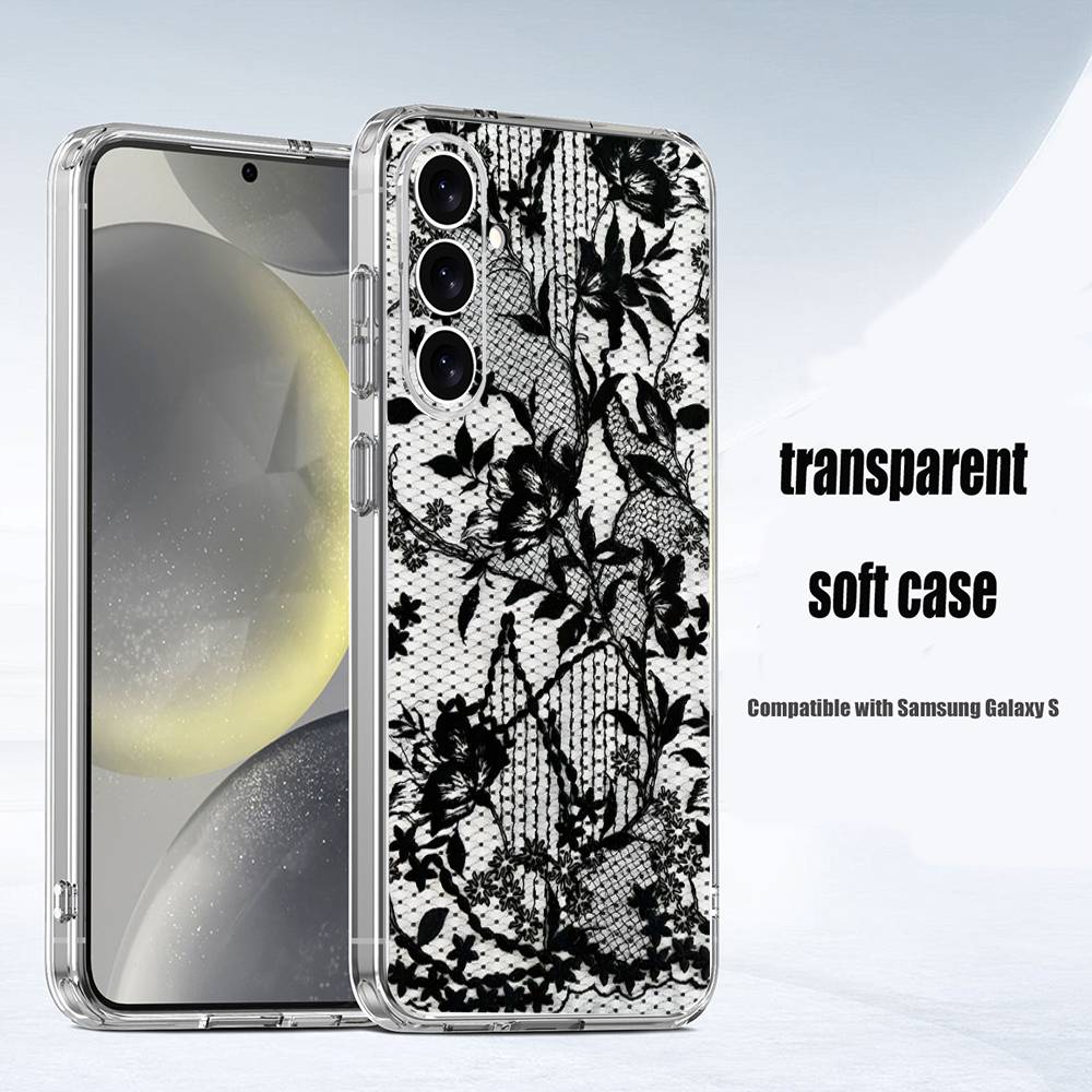 

Винтажный кружевной чехол для телефона Samsung S24,30,21,22,23,20 FE,lite,PIus,Ultra,5G,Note,9,10 Прозрачная крышка SamsungS8plus
