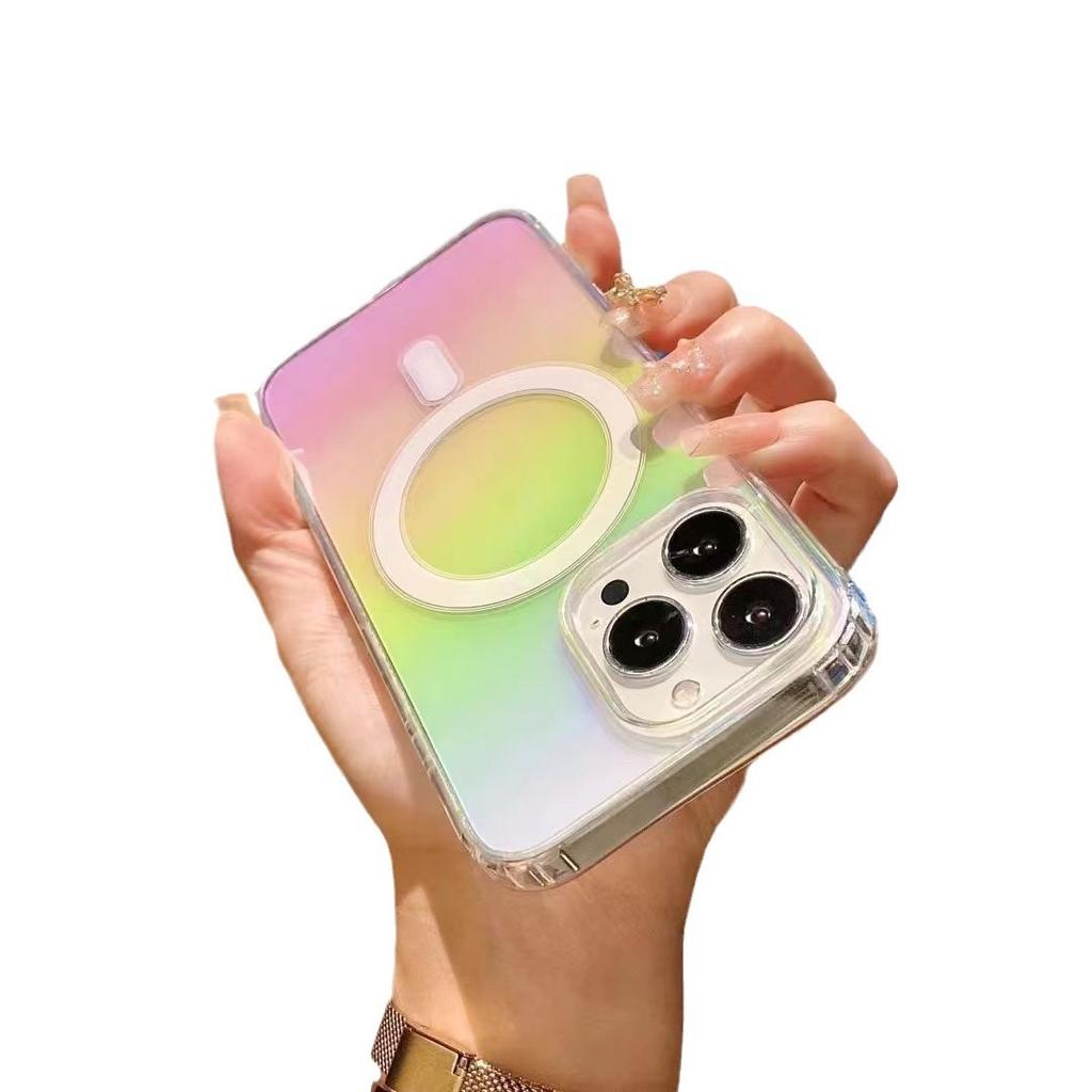 Colorful Magnetic Phone Case Suitable for IPhone14ProMax Gradient Protective Case Apple 15 Acrylic