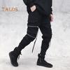 Herren Cargohose mit Riemen und Reißverschluss, lockere Knöchelpartie, mittelhohe Hose, einfarbig, mehrere Farben, Hip Hop Streetwear, Outdoor, Reisen, Sporthose