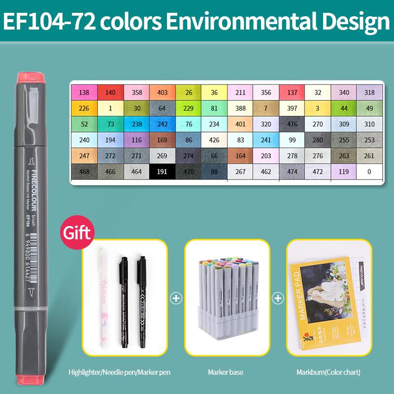 EF104 Double-Head Alcohol Marker Pens Sketch Design Marker Brush Pen Beginner Manga Graphic Drawing Art Supplies