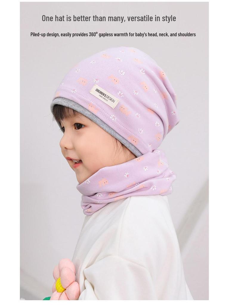 Dwuwarstwowa bawełniana luźna czapka dla dzieci - Ciepła wiatroszczelna czapka jesienno-zimowa dla dzieci w wieku 2-9 lat