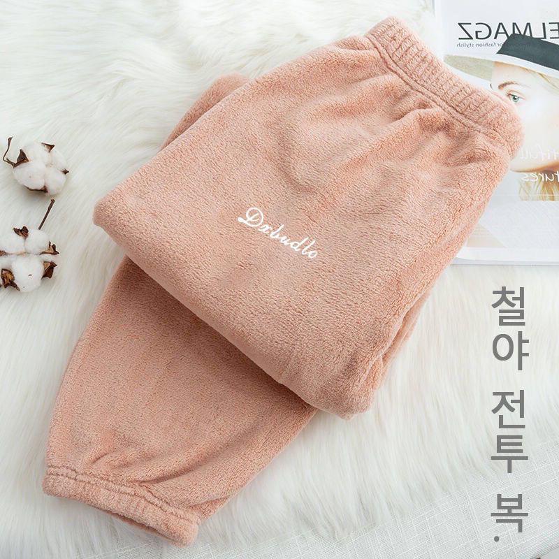 Cozy Women's Coral Fleece Cuffed Leggings for Autumn and Winter