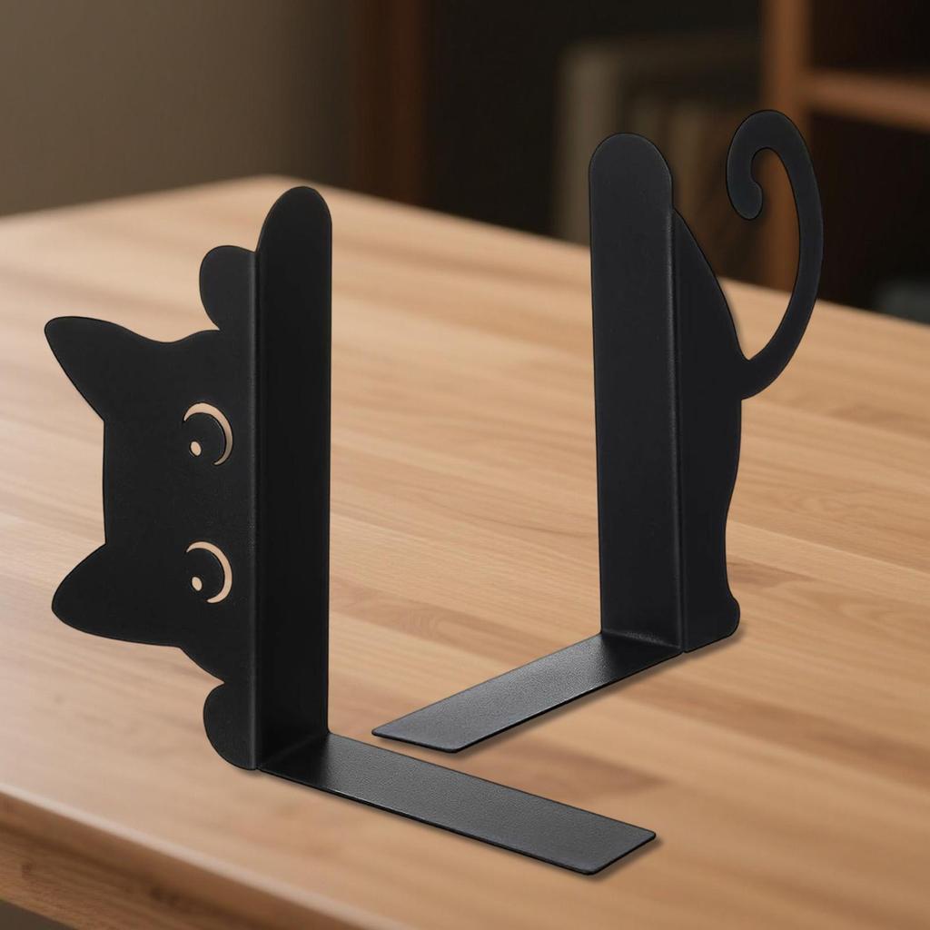 Cat Bookends 2Pcs Cat Book Ends Heavy Book Stand Shelf Book rack Iron Bookends Stand Organizer Book Home Desktop Decor