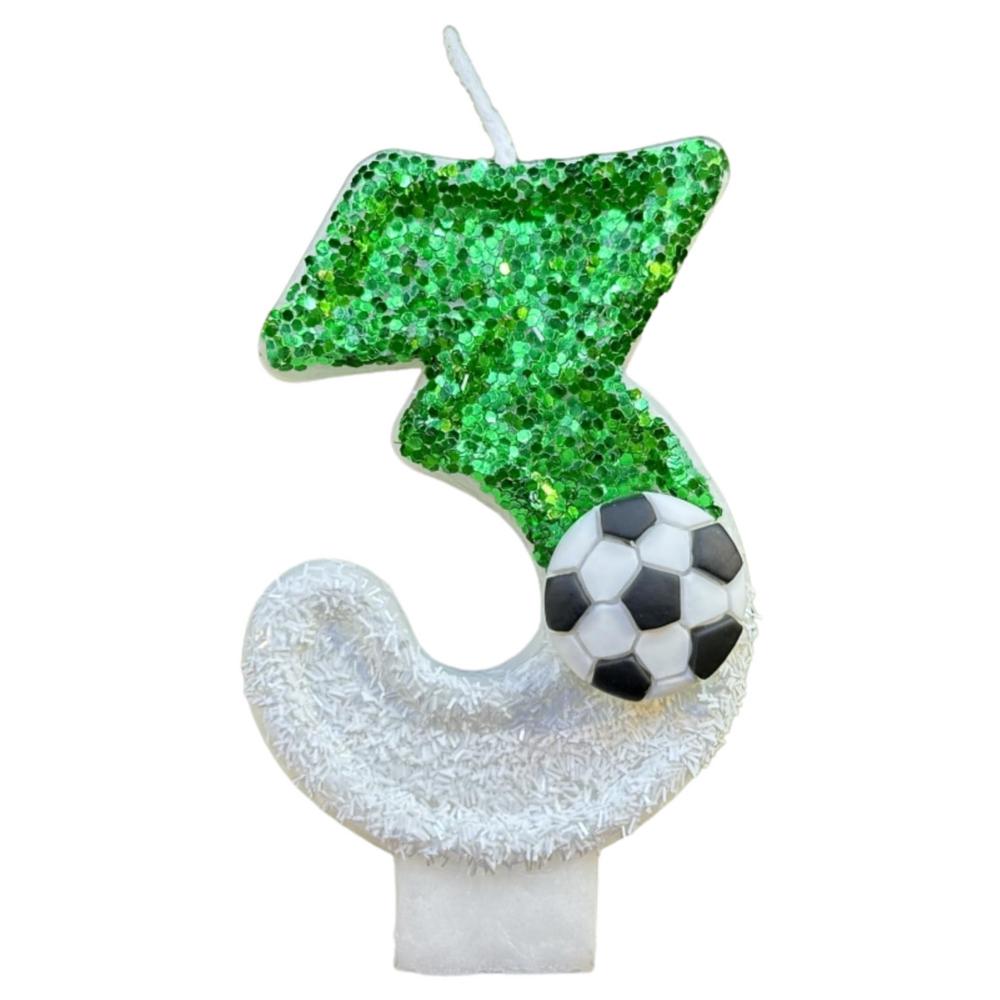 Football Children's Birthday Candles 0-9 Number Green Sparkles Birthday Soccer Ball Candle For Boy Party Soccer Fans Party Decor
