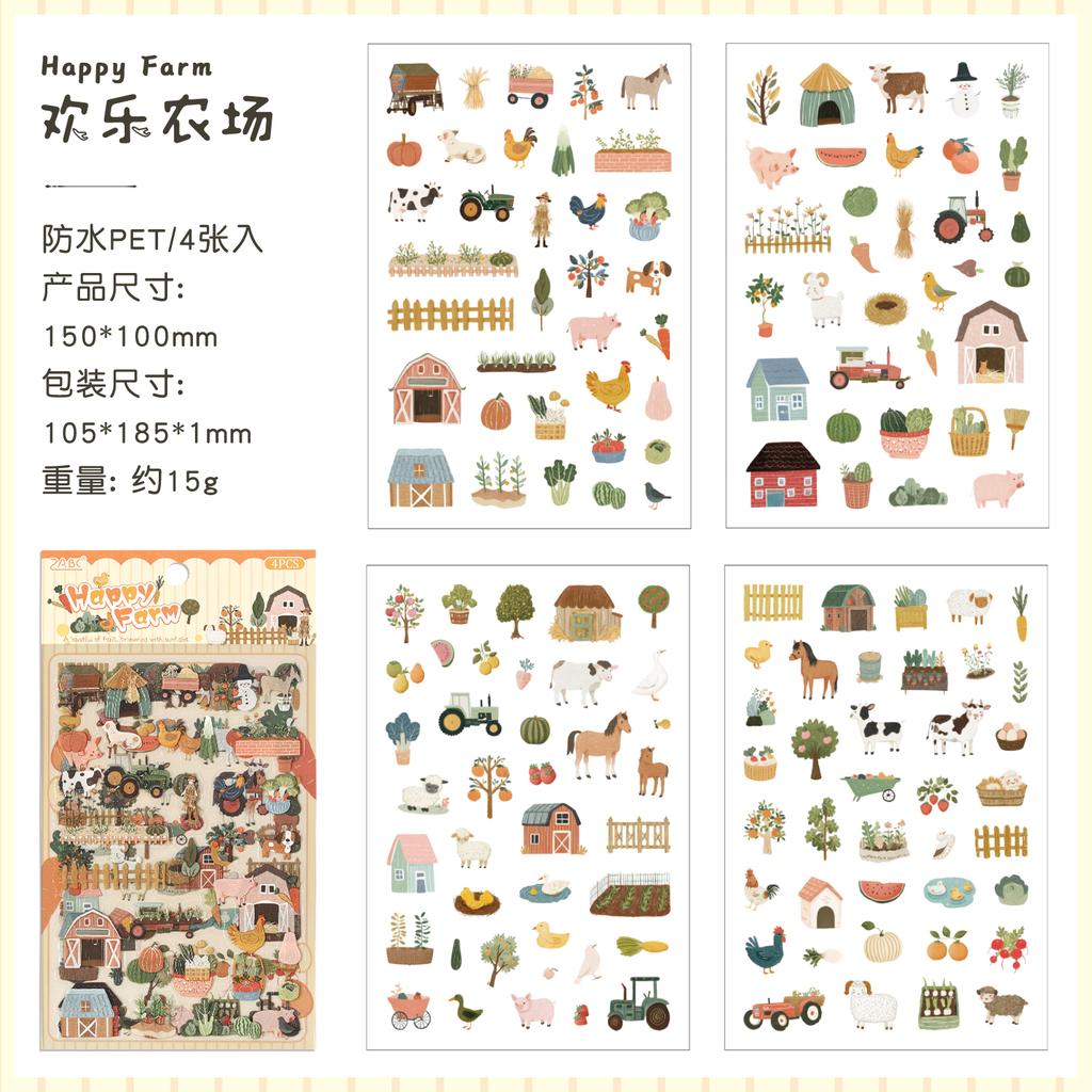 Journal GO 4pcs Fun of Life PET Journal Supplies Camping Farm Lovely Collage Journal Decor Creative Scrapbooking Diy Material