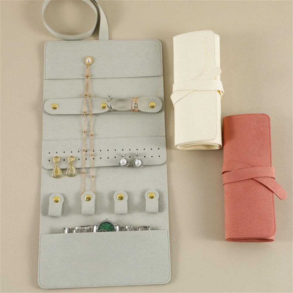 Jewelry Roll Up Bag Organizer Foldable Jewelry Case Roll Travel Jewelry Organizer Portable Earrings Rings Necklaces Storage Bag