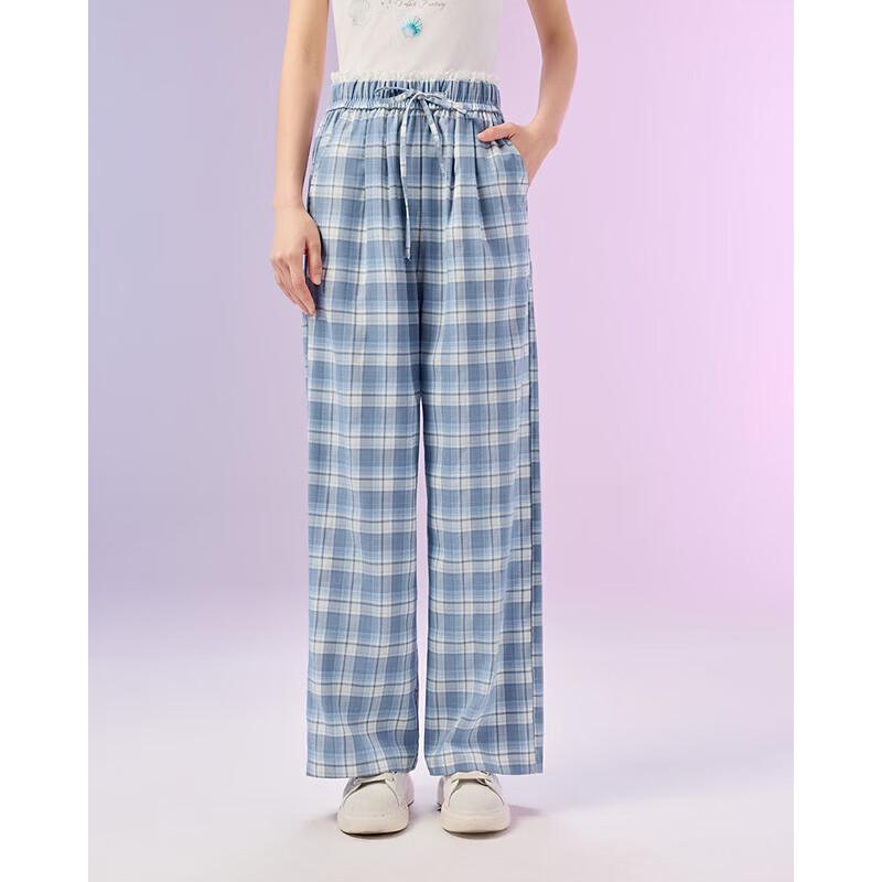 IEF 2026 Summer Casual Plaid Wide-Leg Pants XL