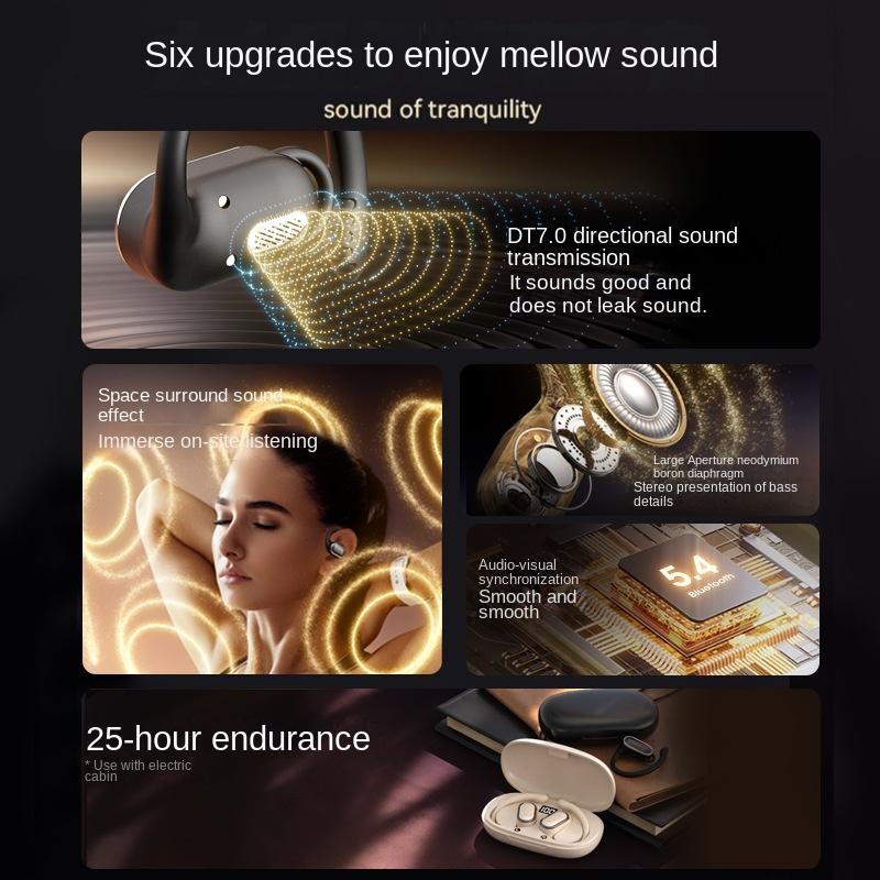 Nová visící ušní přenosová náhlavní souprava Bluetooth s přenosem plynu se nedostává do ucha Super dlouhá výdrž baterie Bezdrátová sluchátka s potlačením hluku ENC