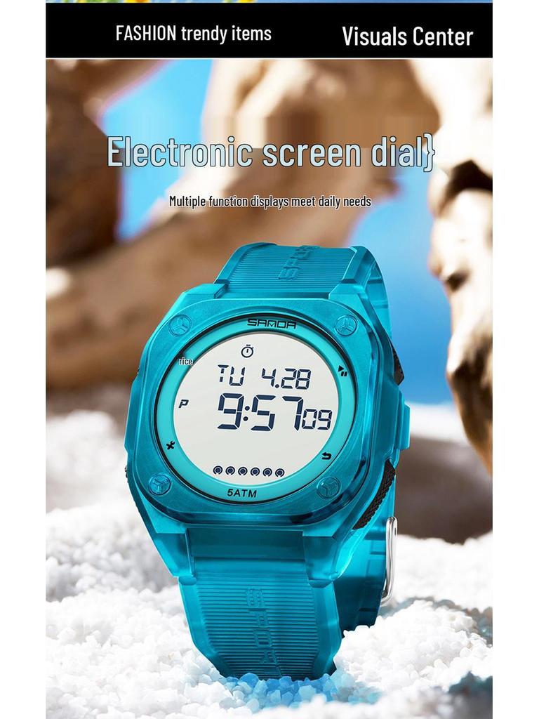 Sanda Multifunctional Luminous Waterproof Student Countdown Watch with Alarm
