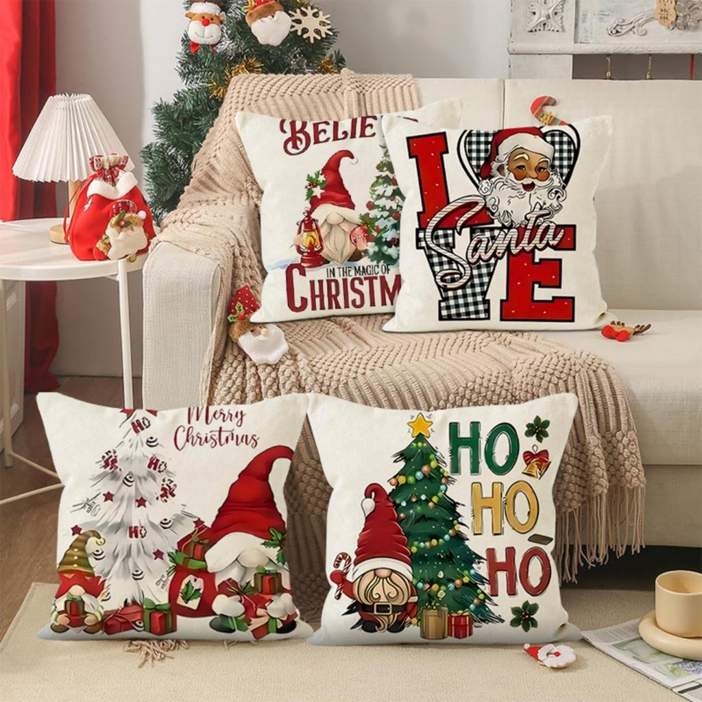 Christmas Dwarf Linen Pillowcase New Christmas Tree Letter Print Pillowcase