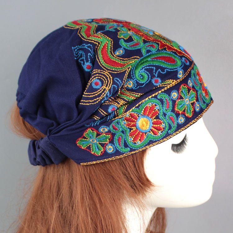 Faixa de Cabelo de Algodão e Linho Bordada Estilo Étnico da Moda Lenço de Cabeça Chapéu de Mãe Touca de Cabelo Bordada Dragão e Fênix Faixa de Cabelo para Mulheres
