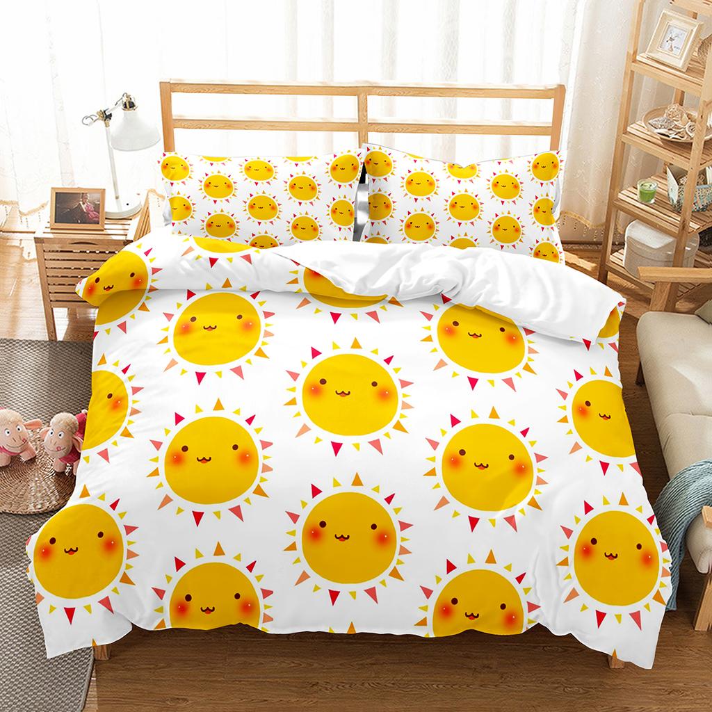 Sun Pattern Duvet Cover Set Double Single Full Size Bohemian Style Bedding Set for Teens Adults Bedroom Decor with Pillowcase