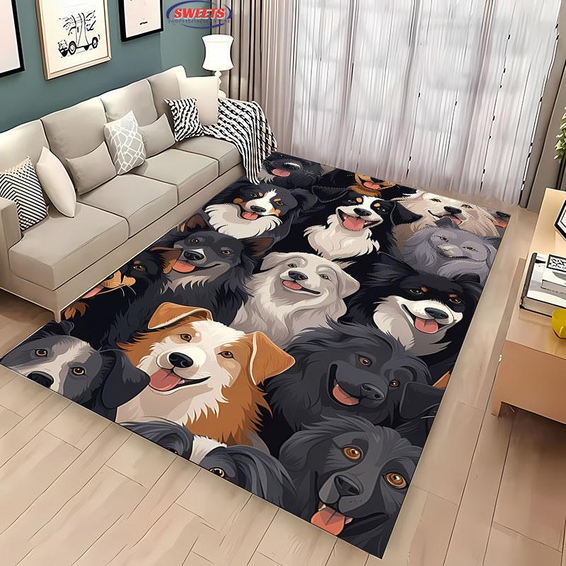 Zvířecí téma Roztomilý pes Velkoplošný koberec pro domácí obývací pokoj Dětská ložnice Pohovka Vstupní rohožka Kuchyňská podlahová rohož Protiskluzová Dekorační rohož