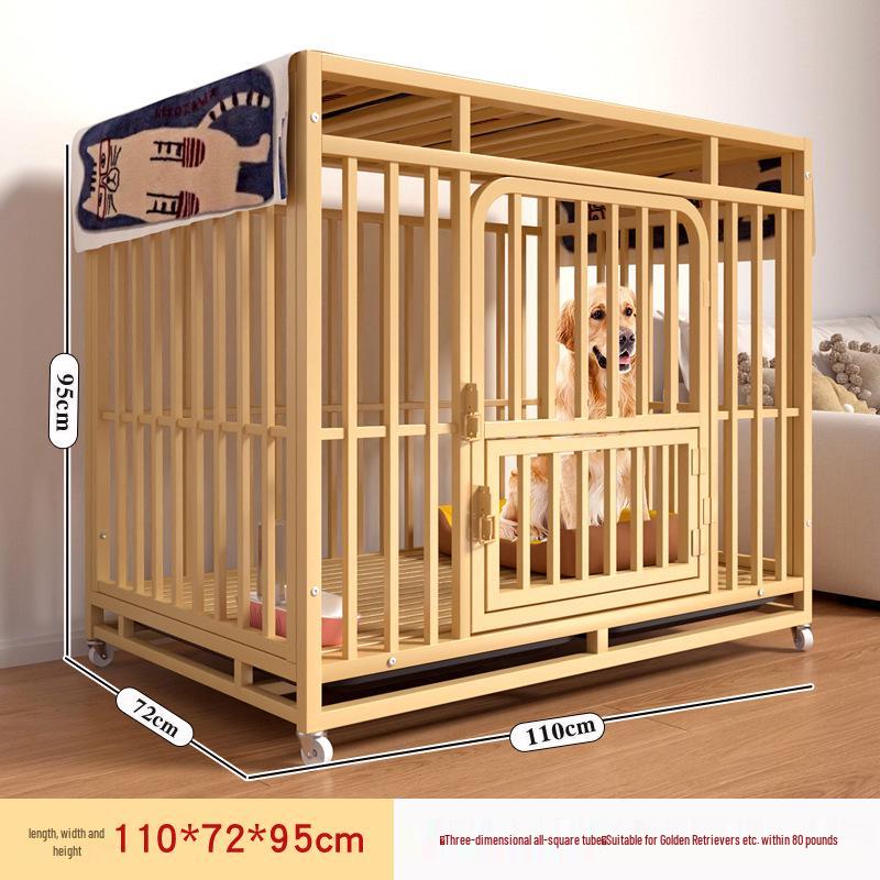 Medium & Large Dog Indoor Kennel with Full Square Tube Design and Built-in Toilet