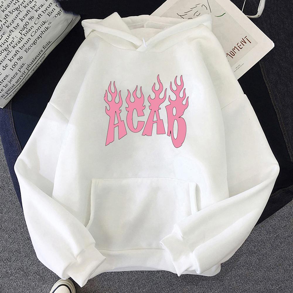 Letter ACAB Fire Hoodies Women bratz Clothes Oversized Sweatshirts Men Harajuku Korean Style Long Sleeve Bratz Hoodie