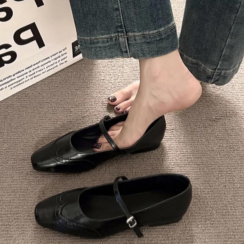 2024 New Lightweight Spring and Summer Small Leather Shoes Single Shoes Silver Mouth Temperament Mary Jane Shoes Women