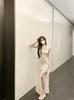 Sweet Spice Girl Pure Desire Wind Xiaofei Sleeve Split Suspender Dress Women's Summer Waist Skinny Irregular Mesh Dress