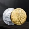 Chinese Style Zodiac Tiger Head Silver Plated Commemorative Coin Collectible Animals Embossed Dragon Tiger Fighting Feng Shui Gold Coin