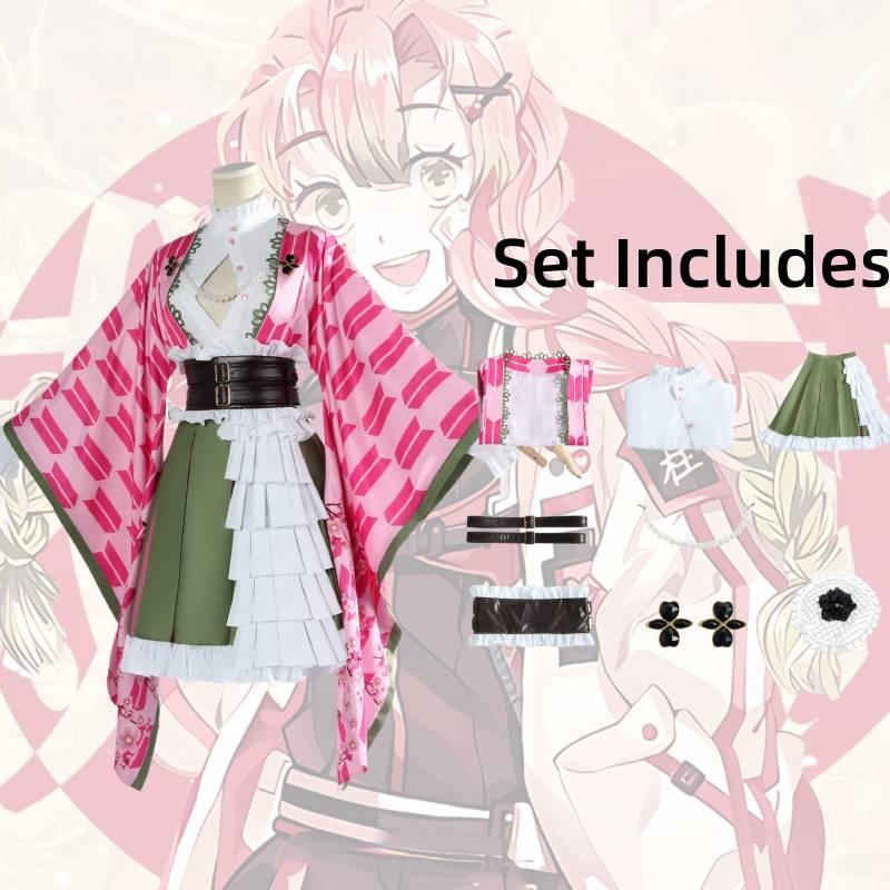 Slayer Demon Kanroji Mitsuri Clothing Cosplay Anime Party Costume Suit Perform