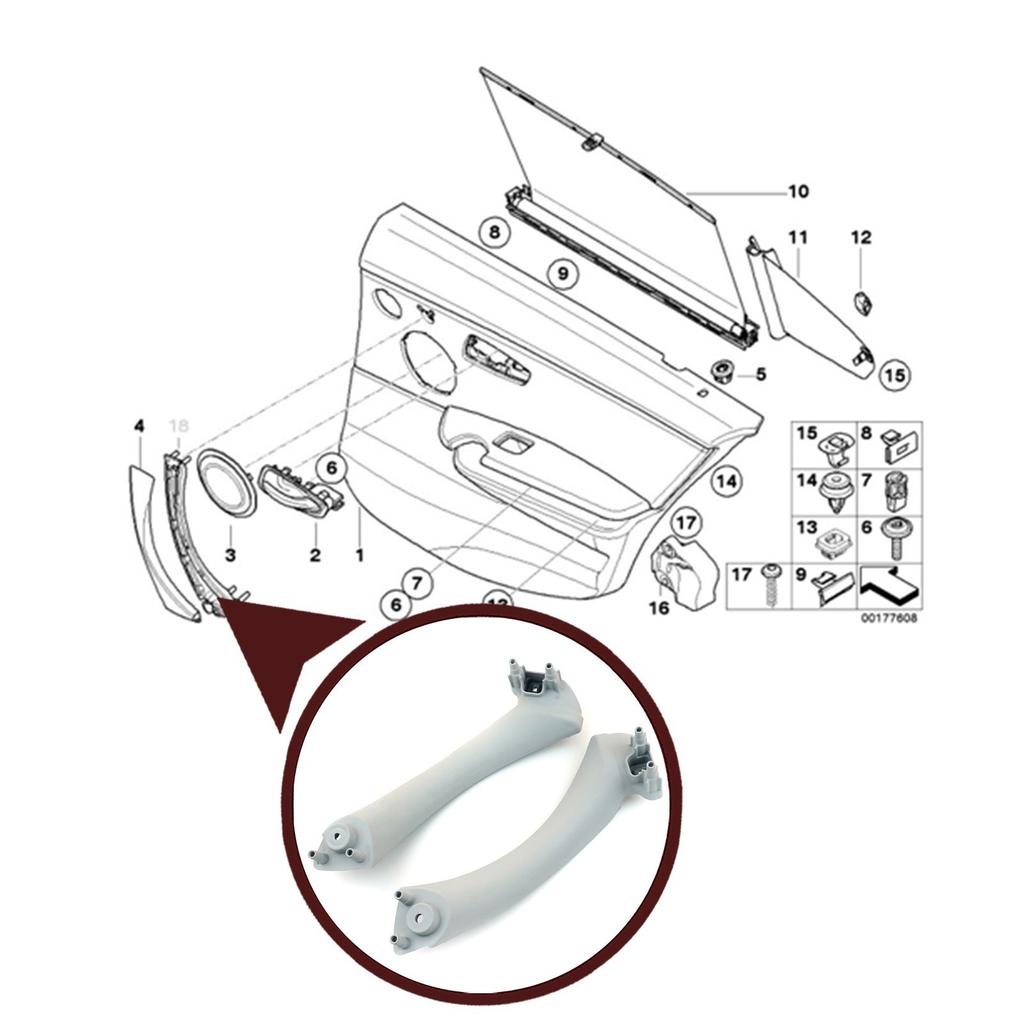 EDP1053 Innen Tür Griff Pull Strap Halterung Grau 51417230849 51417230850 Links Rechts für BMW 3 E90 E91 Limousine Wagon 2004-2012